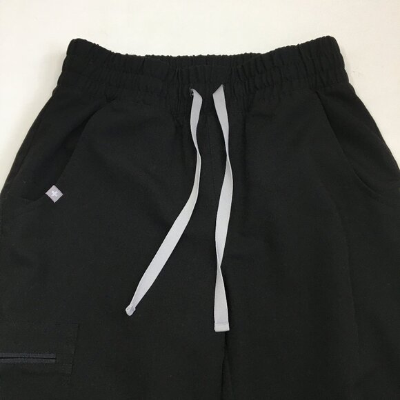 FIGS Petite Black ZAMORA Zip Pocket Pull On Drawstring Waist Jogger Scrubs Pant - Picture 4 of 12